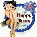 Happy Thursday *black dress/blue circle of hearts Betty boop